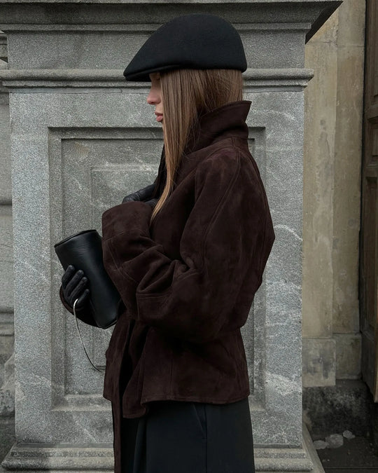 EB | Retro Wildlederjacke mit langen Ärmeln