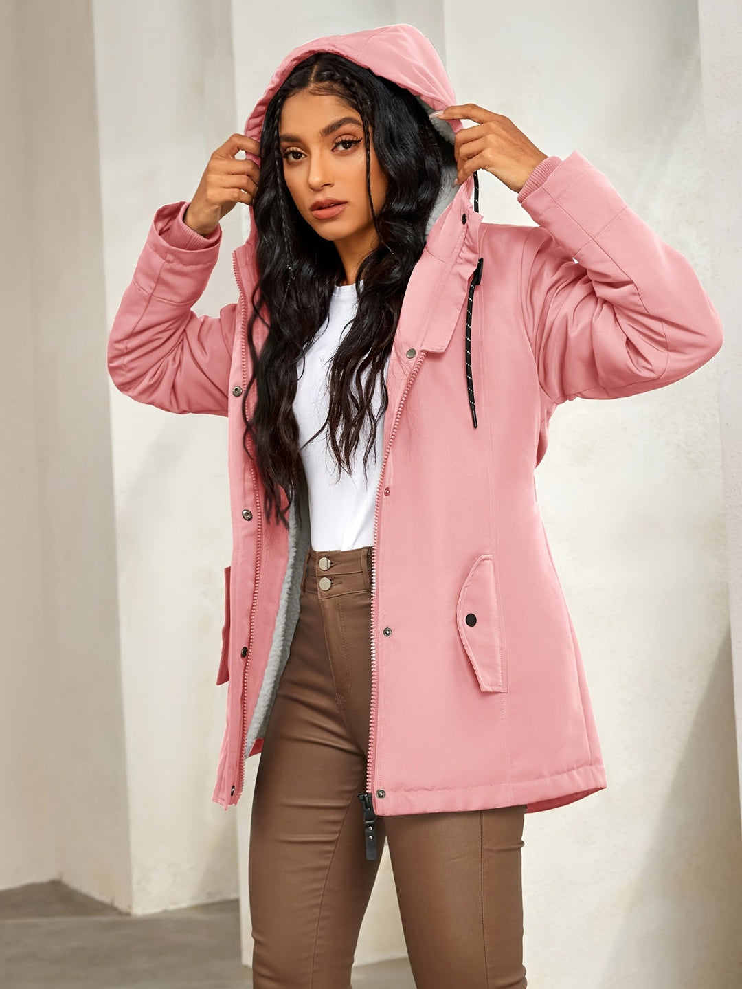 EB | Winter Casual Cozy mit Fleece-Futter und Kapuze für Damen Ideal für Herbst-Winter