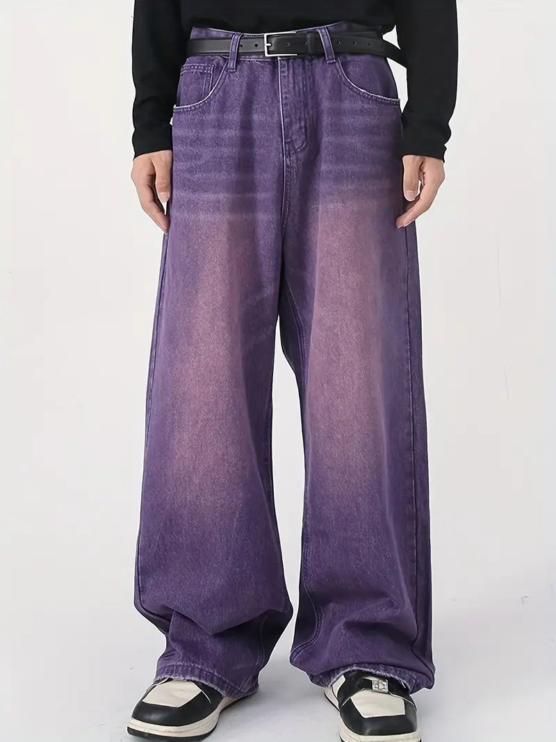 EB | Weinlese Upcycle Baggy Jeans Mit Ausgebleichtem Effekt
