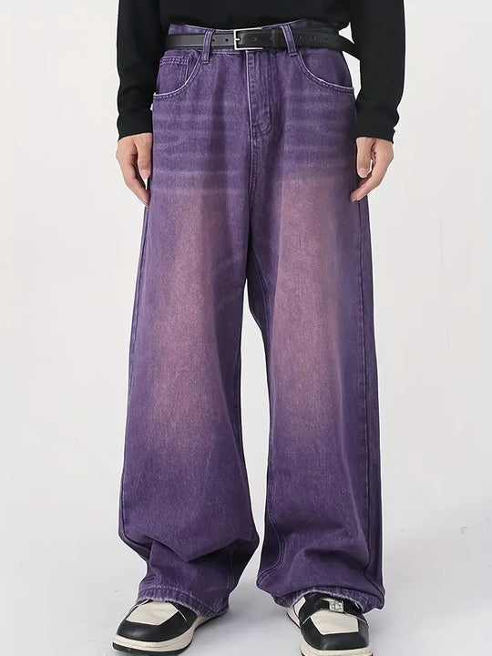 EB | Weinlese Upcycle Baggy Jeans Mit Ausgebleichtem Effekt