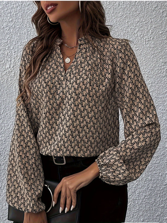 EB | Stilvolle Bluse mit Grafischem Muster Polyester Elegant und Komfortabel