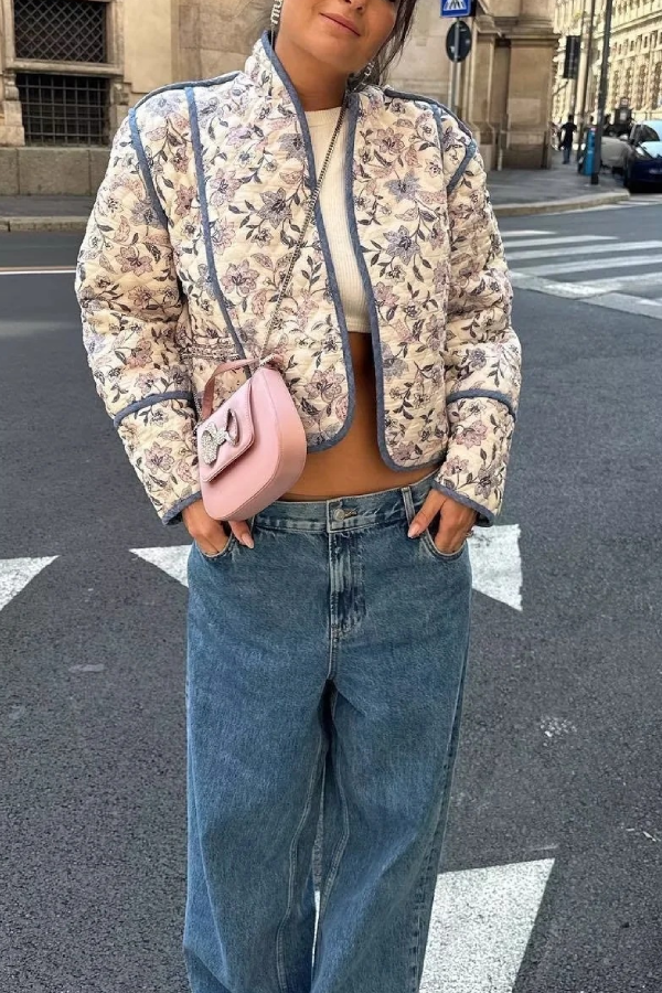EB | Kragen Wendbare Steppjacke in verkürzter Form