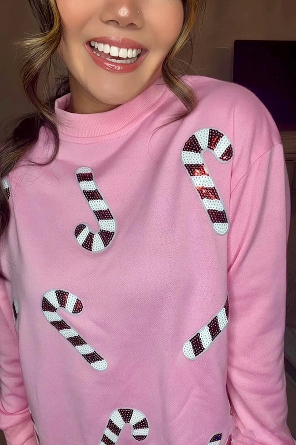 EB | Weihnachts-Pailletten-Lässiger Rundhals Langarm-Sweatshirt