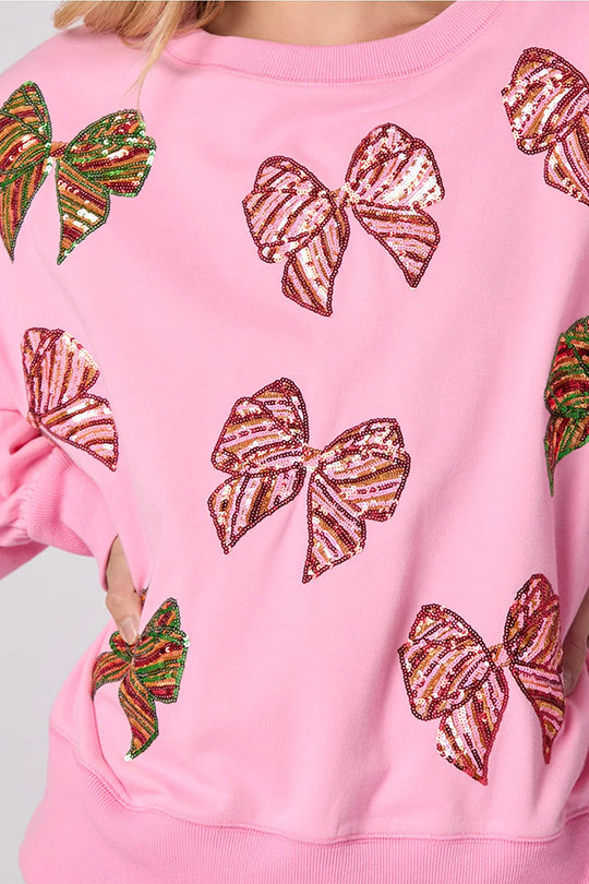 EB | Weihnachtsbogen Pailletten Lockere Freizeit Langarm Sweatshirt