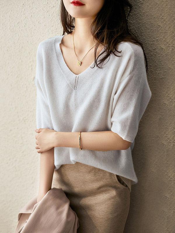 EB | Luxuriöser Weicher Cashmere V-Ausschnitt Pullover für Damen