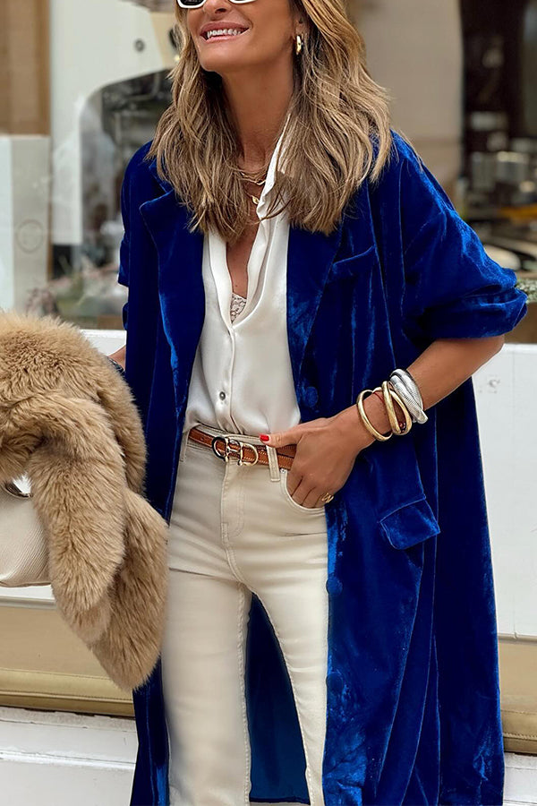 EB | gold velvet Trenchcoat lange Rock Jacke
