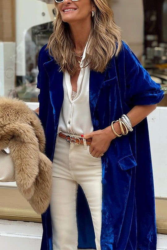EB | gold velvet Trenchcoat lange Rock Jacke