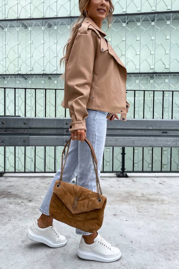 EB | Leder Revers Taschen Britischer Stil Kurzjacke