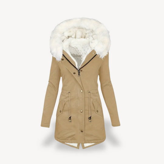 EB | Damen Kunstpelz Kapuzen Parka Jacke