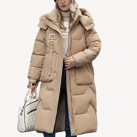 EB | Damen Lange Kapuzen-Puffermantel