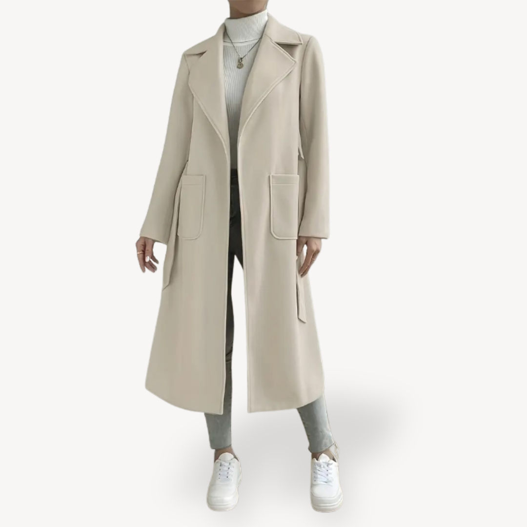EB | Damen Langer Offener Mantel mit Taschen