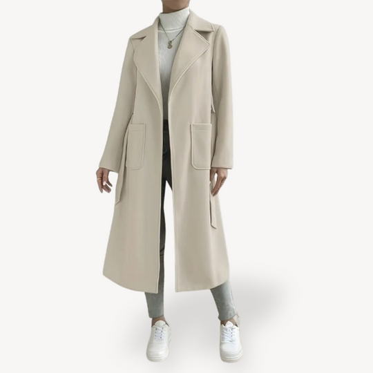EB | Damen Langer Offener Mantel mit Taschen