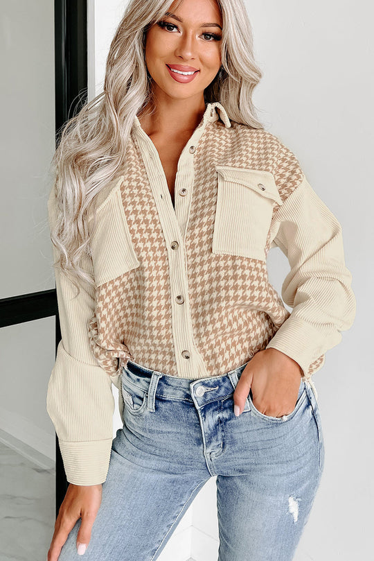 EB | Hundezahn Muster Hemdjacke Baumwollmischung Trendy und Komfortabel