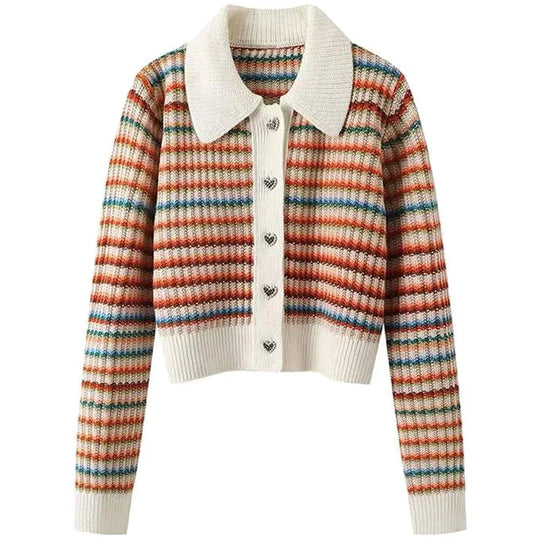 EB | Gestreifte Strickjacke mit Kragen