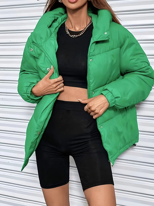 EB | Dicke Lässige Winterjacke mit Kapuze und Reißverschluss für Frauen Perfekt für Herbst-Winter
