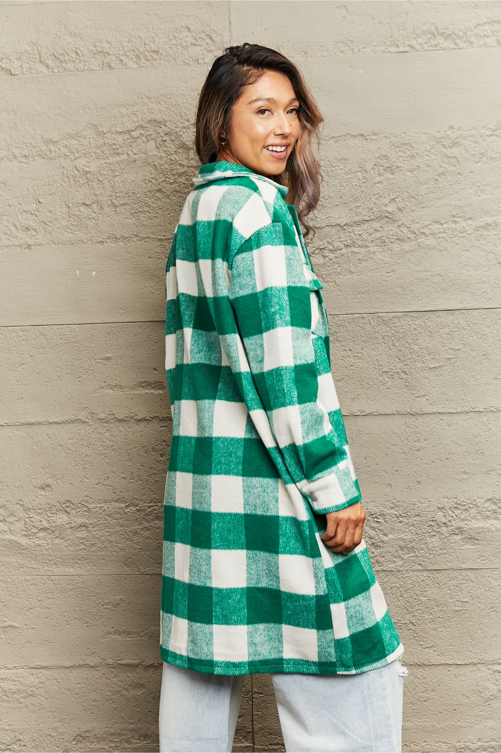 EB | Karierte Longline Hemdjacke