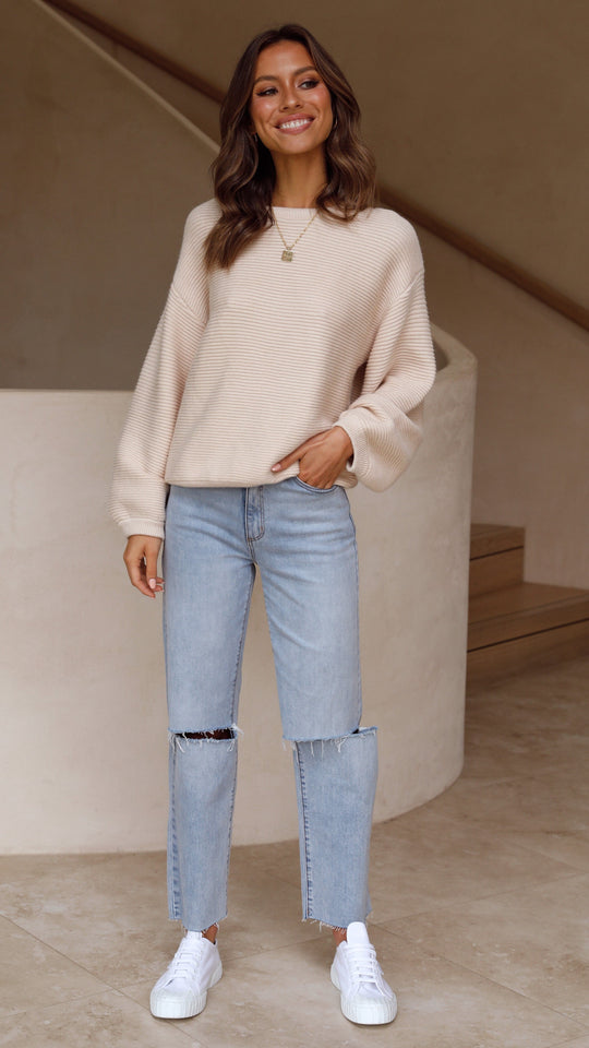 EB | Beiger Strickpullover für Frauen