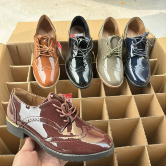 Bequeme Elegante Vintage Schuhe Mit Glänzendem Leder Schuhe EB