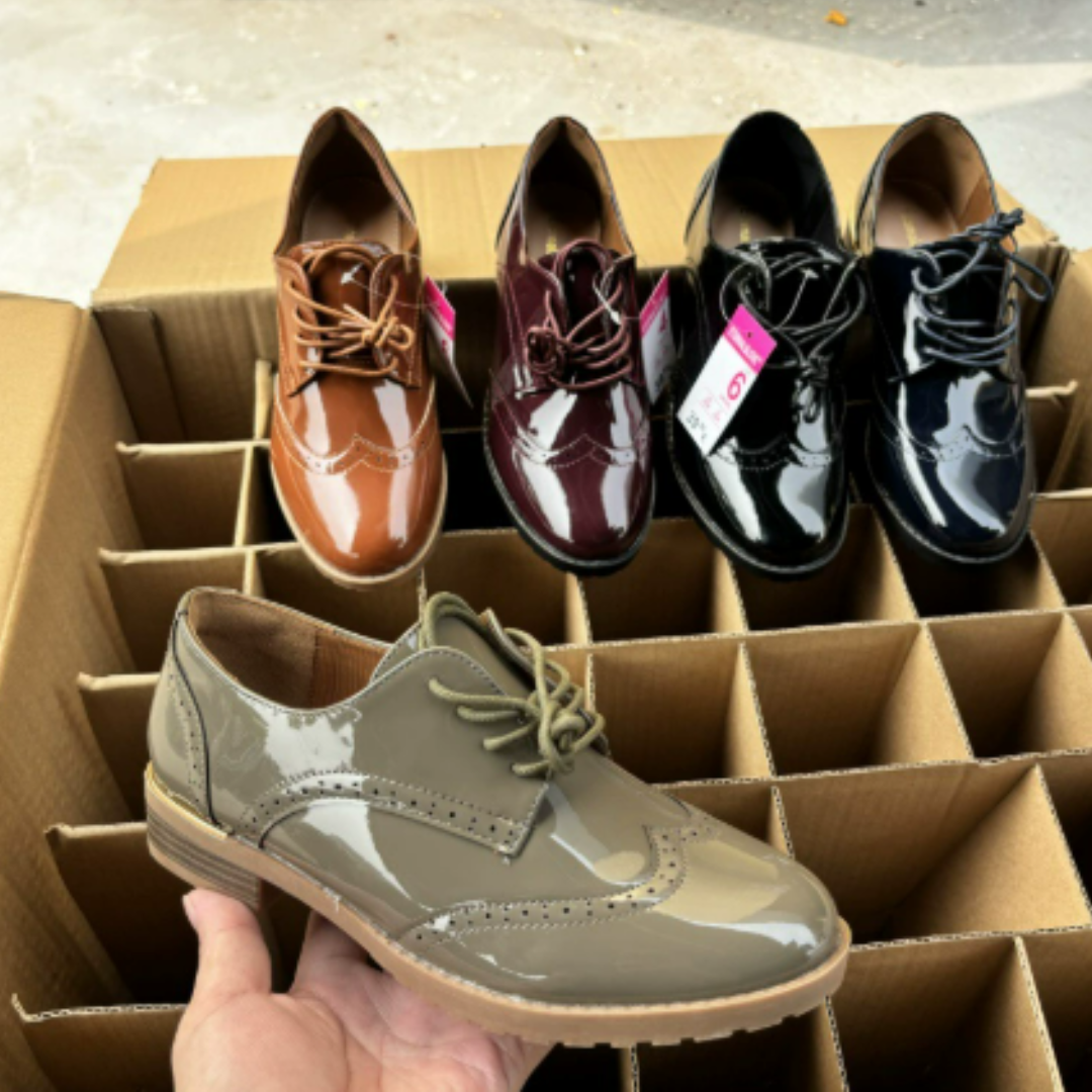 Bequeme Elegante Vintage Schuhe Mit Glänzendem Leder Schuhe EB
