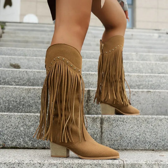 Bequeme Elegante Westernstiefel Für Damen Warm Stiefel EB