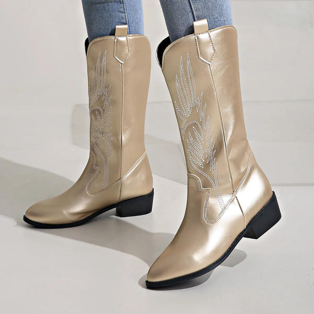 Bequeme Weiche Elegante Robuste Breite Western Stiefel EB