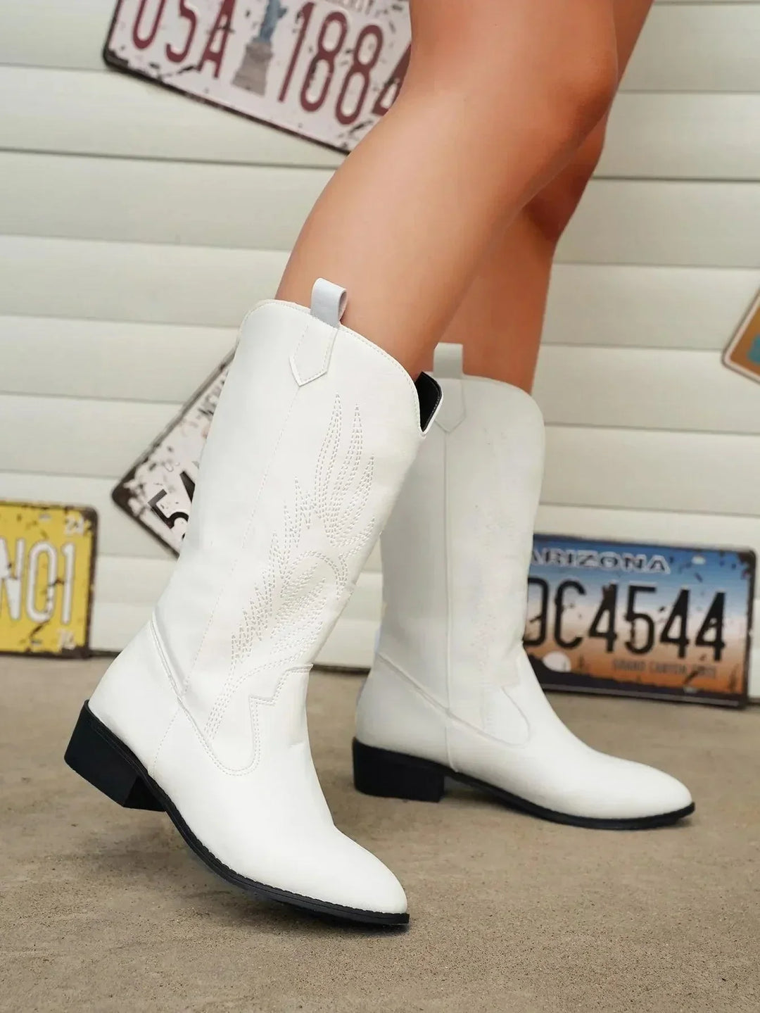 Bequeme Weiche Elegante Robuste Breite Western Stiefel EB