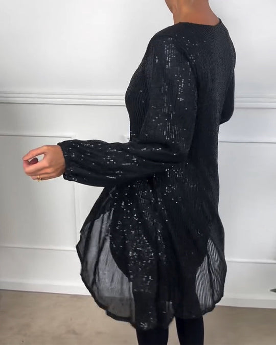 EB | Elegante Laterne Ärmel Pailletten A-Linie