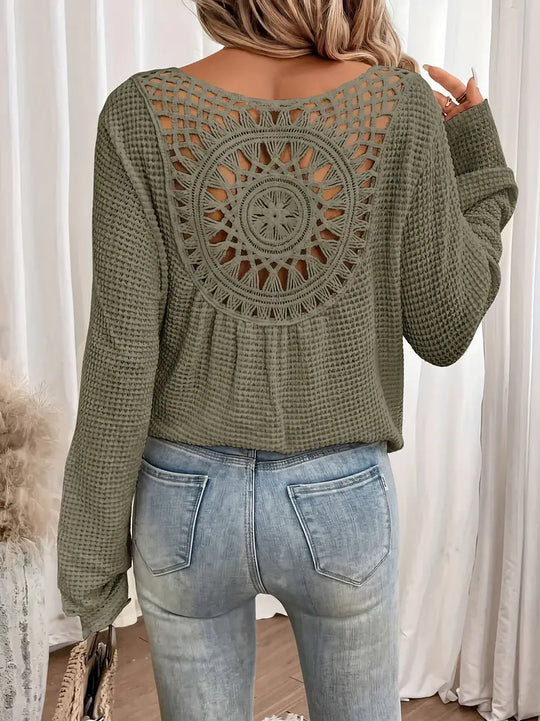 EB | Trendige Damen Sweater Gehäkelte Trendy, Komfortabel