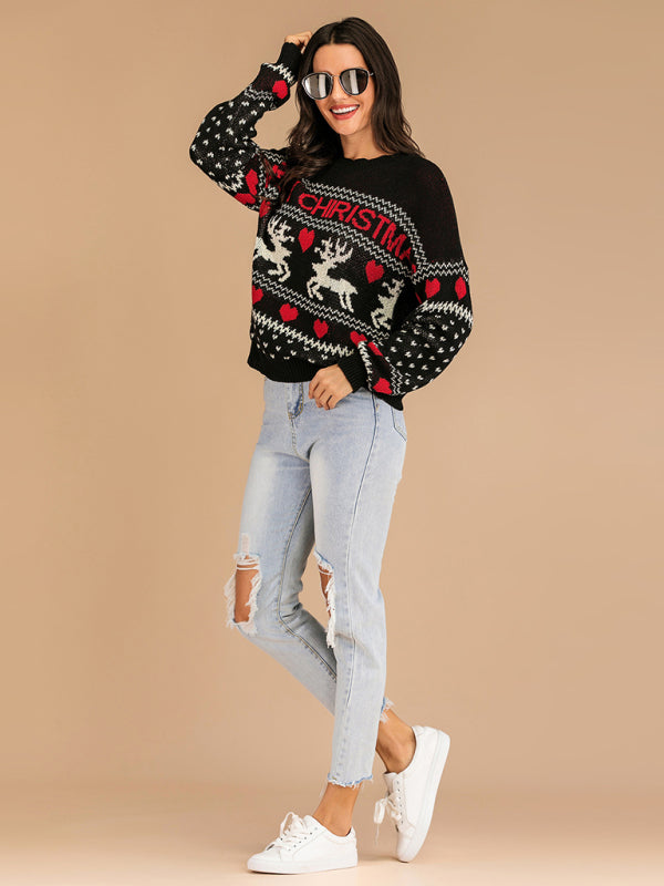 EB | Rentiere Jacquard Strick Weihnachts Pullover