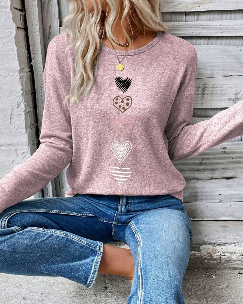 EB | Langarm Rundhals Liebesherz Print