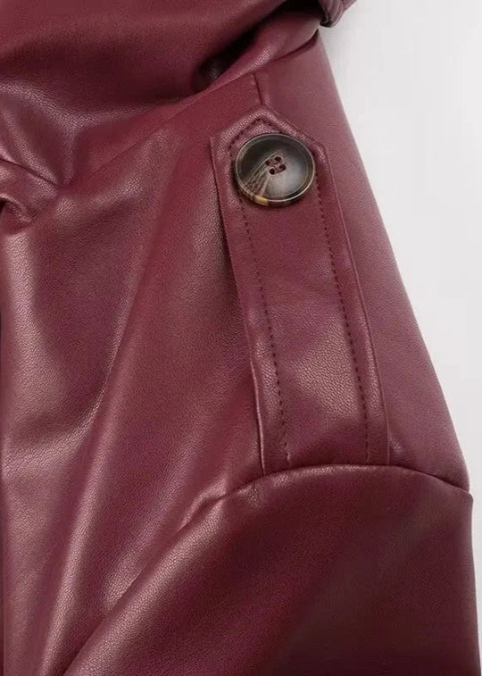 EB | Leren Trenchcoat - elegante rote Damenjacke