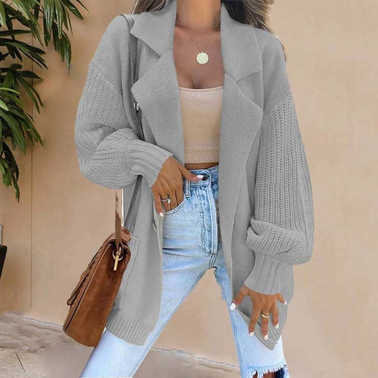 EB | Einfarbige Zeitlose Strickjacke für Damen