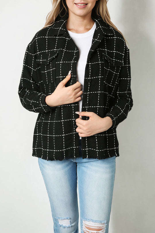 EB | Karierte Jacke mit Großen Taschen Polyester-baumwolle Schick und Vielseitig