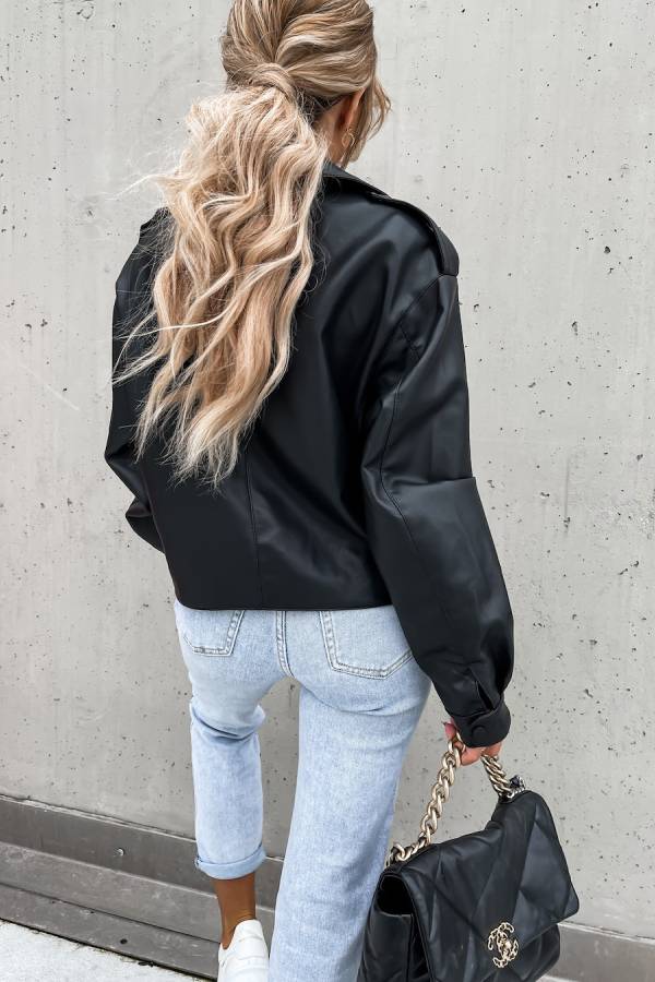 EB | Leder Revers Taschen Britischer Stil Kurzjacke
