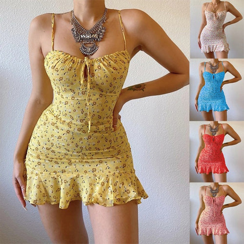EB | Hohles Kleid mit floralen Hosenträgern