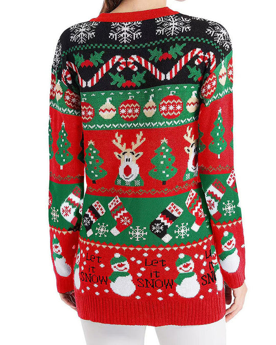 EB | Lockere Strick Weihnachts Cardigan Pullover