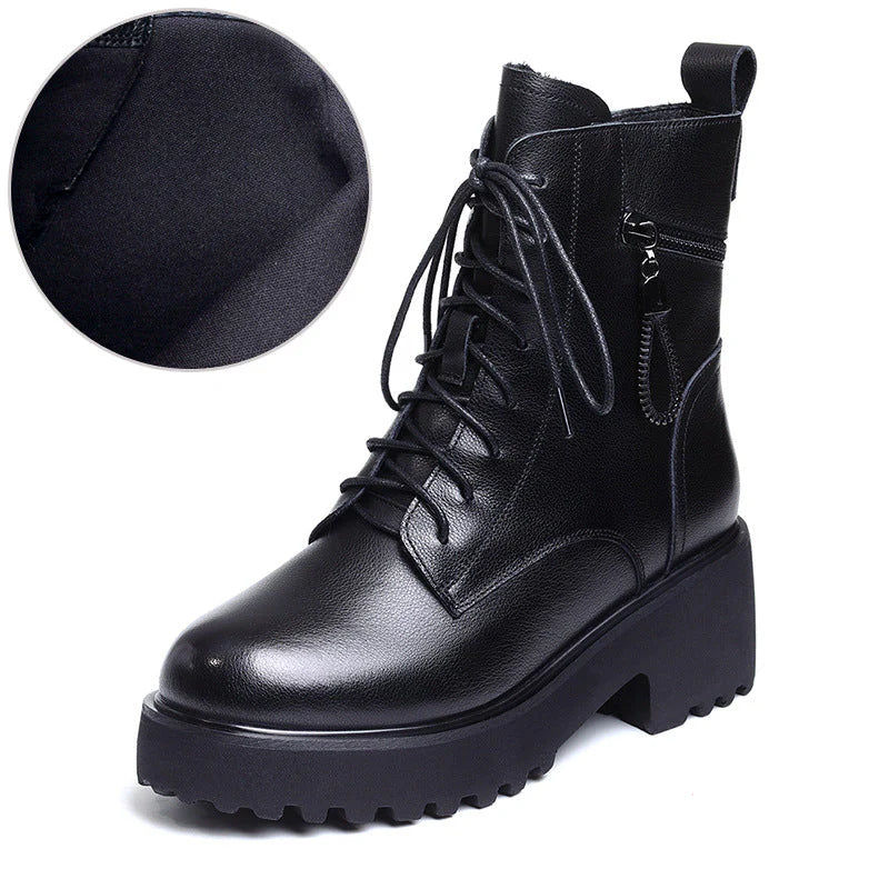 EB | Cozy Chic Damen Chunky Heel Pelzgefütterte Winterstiefel