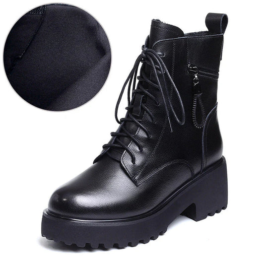 EB | Cozy Chic Damen Chunky Heel Pelzgefütterte Winterstiefel