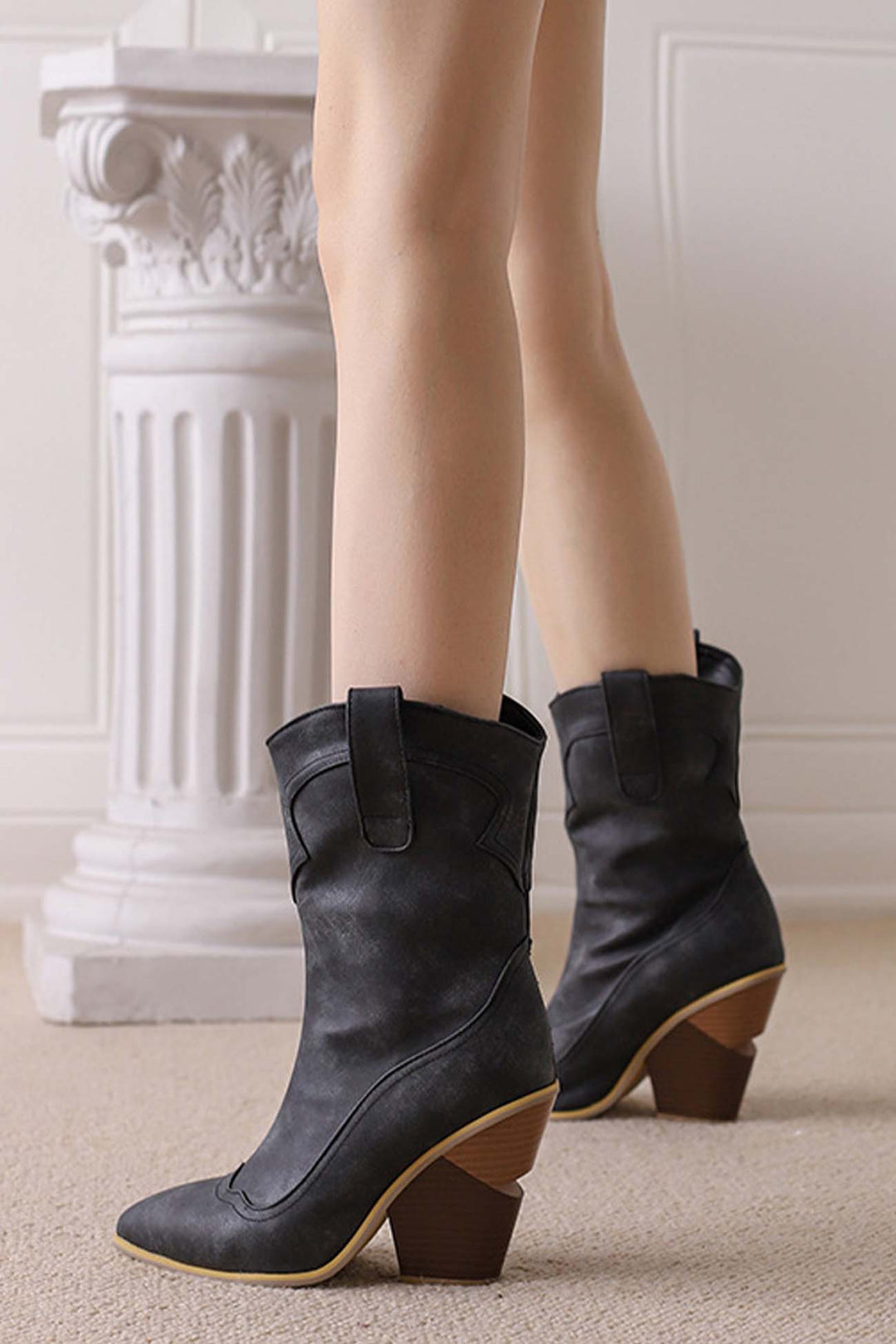 EB | Spitz Zulaufende Western-Stiefel Bis Zur Wade
