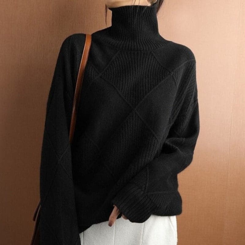 EB | Rollkragenpullover mit Diamantmuster Gestrickt -Weich und Bequem