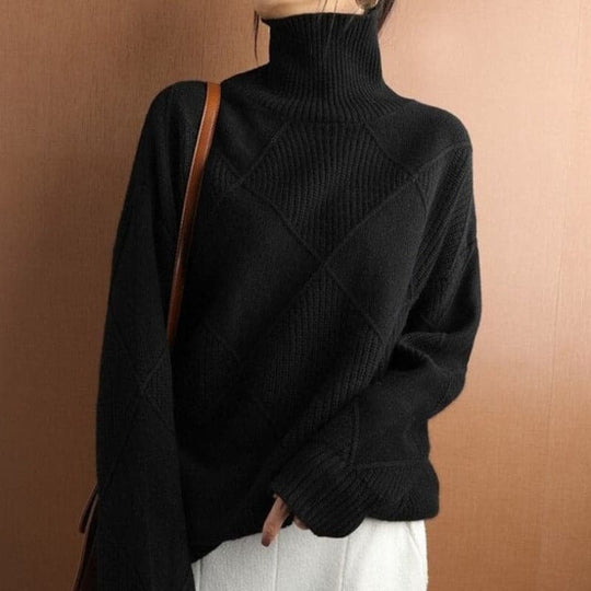 EB | Rollkragenpullover mit Diamantmuster Gestrickt -Weich und Bequem