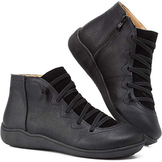 Damen Stiefeletten Modische Synthetikleder Schwarz Elegant Bequem EB