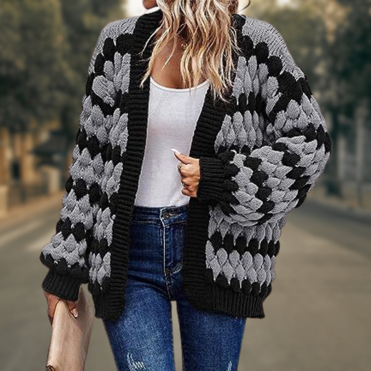 EB | Cardigan Grober Strick Offene Vorderseite Relaxed Fit Weich und Warm