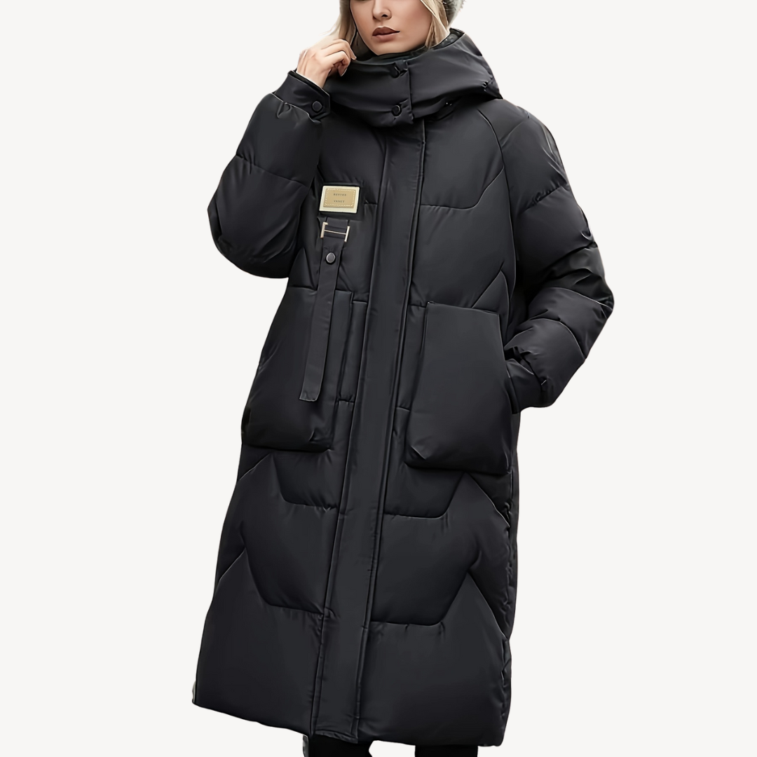 EB | Damen Lange Kapuzen-Puffermantel