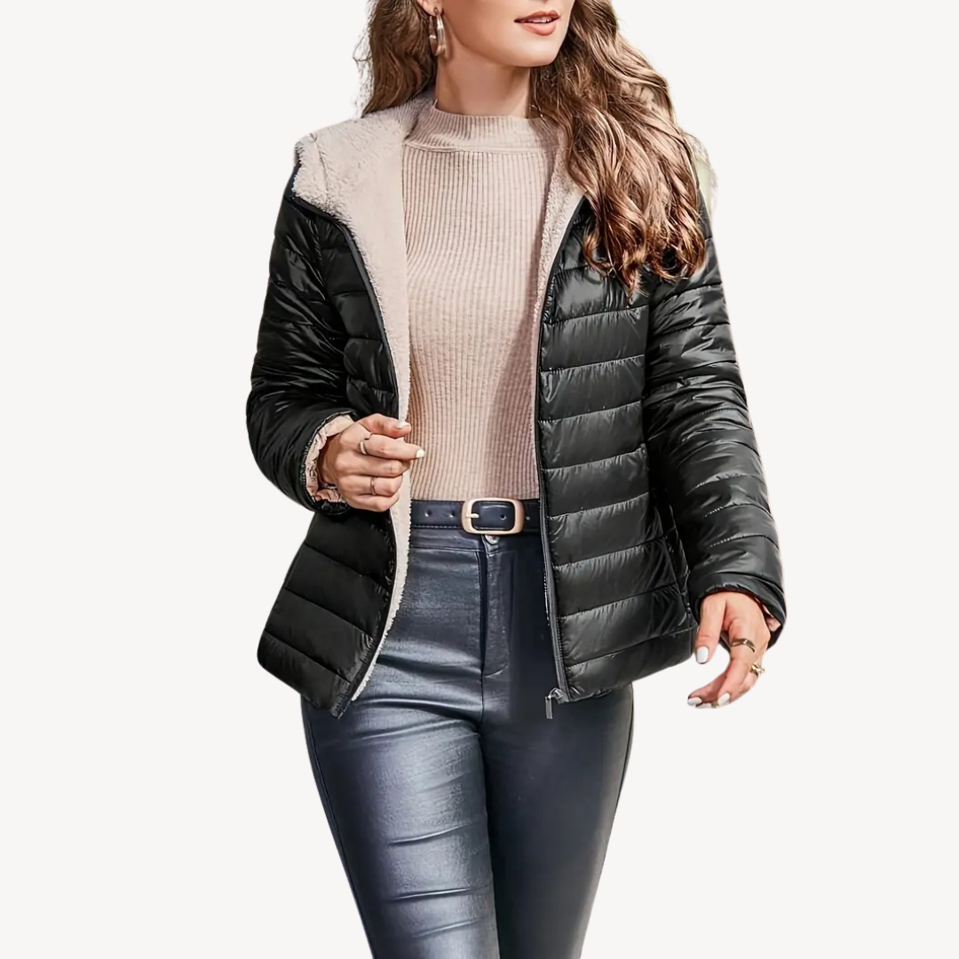 EB | Damen Pufferjacke mit Sherpa-Futter und Reißverschluss