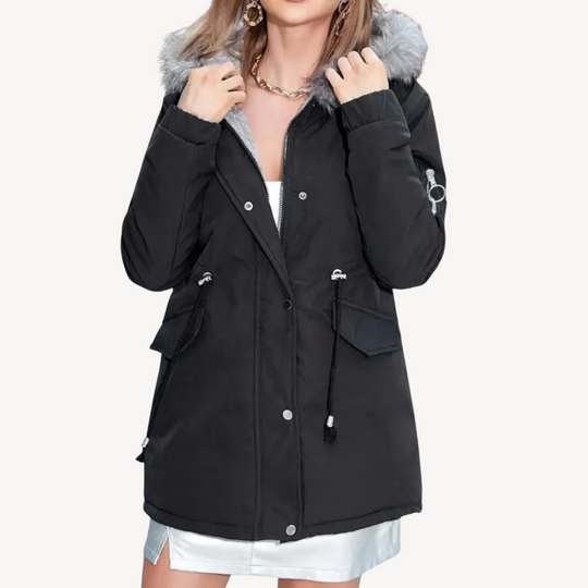 EB | Damen Kunstfell Kapuzenparka Jacke