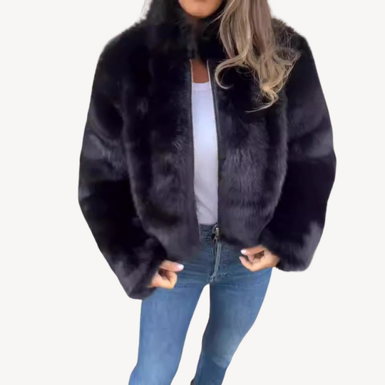 EB | Damen Kunstpelz Zip-Up Jacke