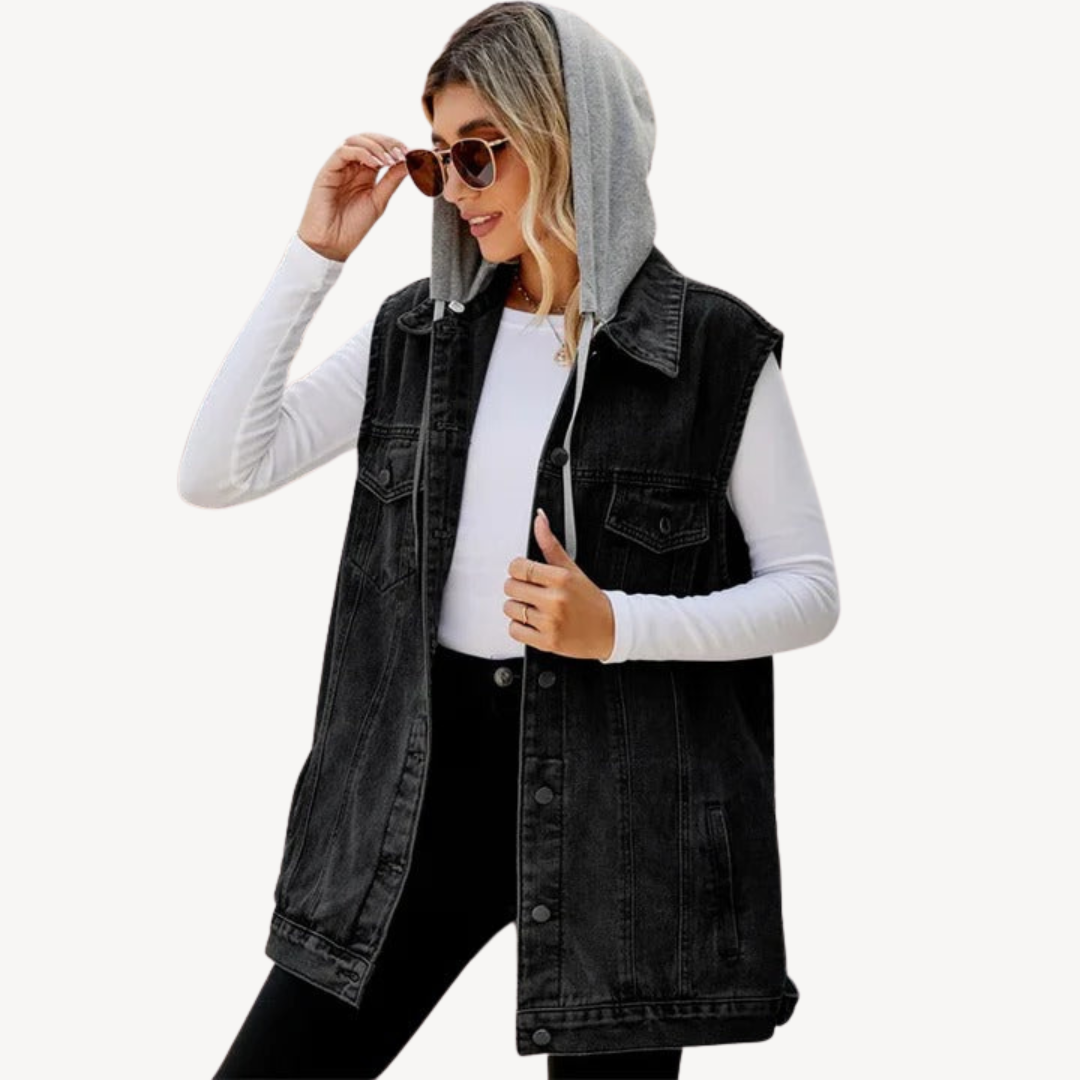 EB | Denim Hoodie Weste für Frauen