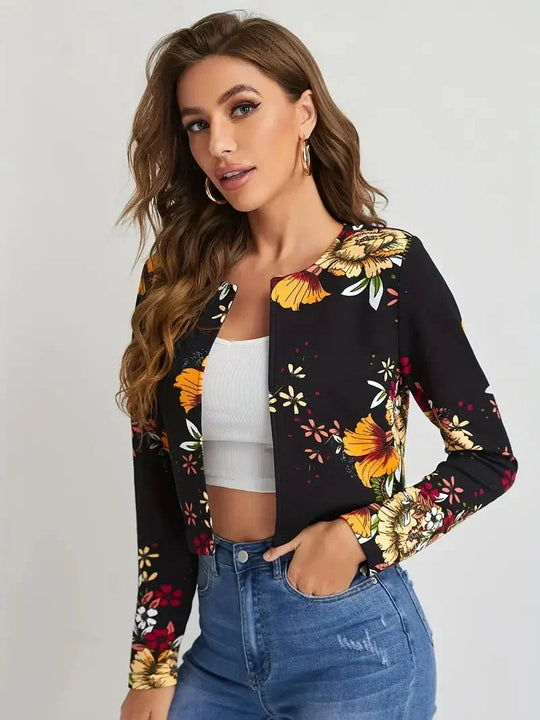EB | Damenblazer mit Blumenmuster und Offener Vorderseite
