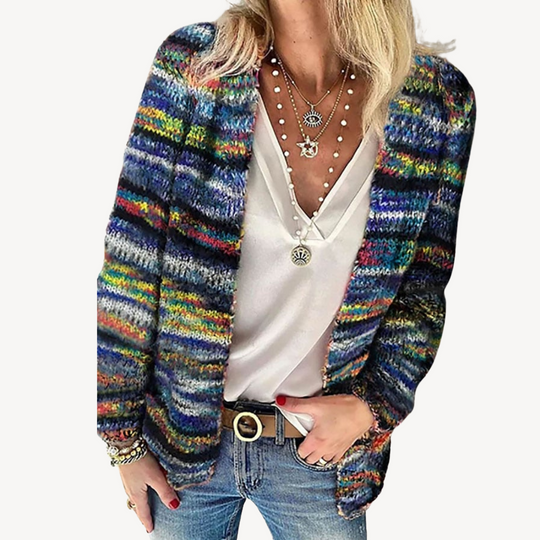 EB | Damen Mehrfarbiger Strickcardigan